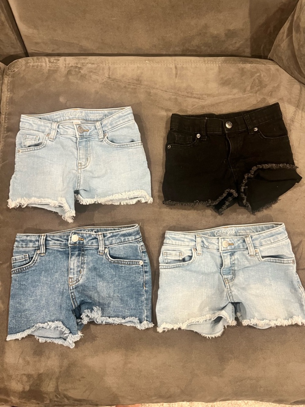 Cat & Jack Girls' Denim Shorts Set - Light Blue, Dark Blue, Black  | Small 6/7